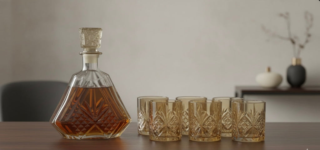 7Pcs Diamond Cut Glassware, Premium Glass Set With Jug, Large Capacity Sealed Water Jug
