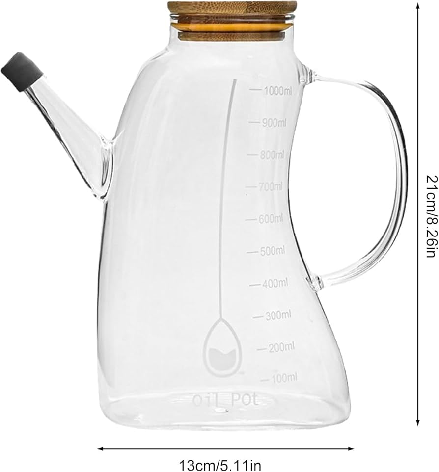 Borosilicate Glass Oil Jug, Kitchen Oil Jug, Glass Vinegar Pot With Lid, Glass Oil Dispenser For Kitchen