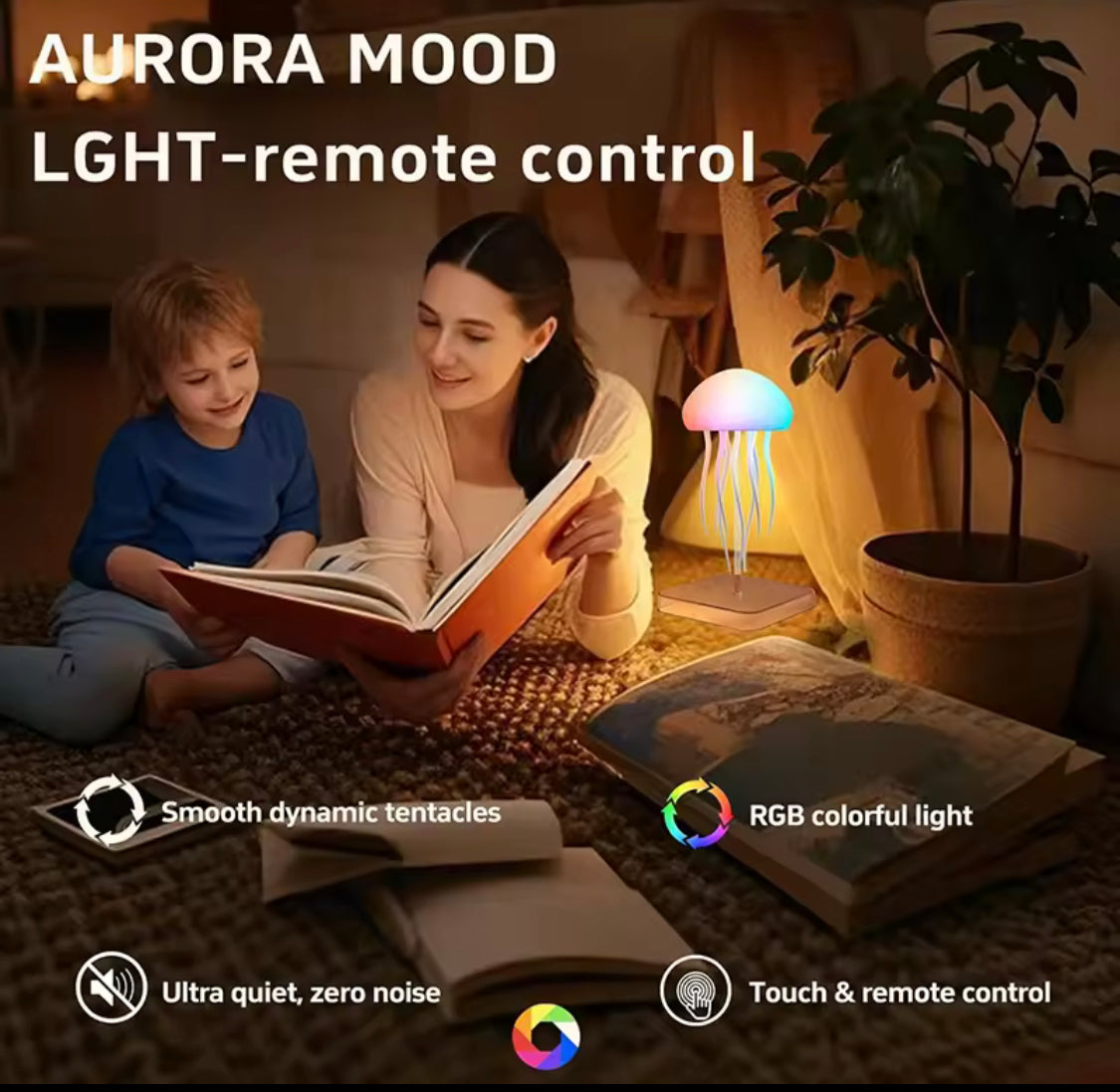 Rechargeable Jellyfish Lamp, LED Jellyfish Desk Lamp, Jellyfish Hanging Room Decor Lamp