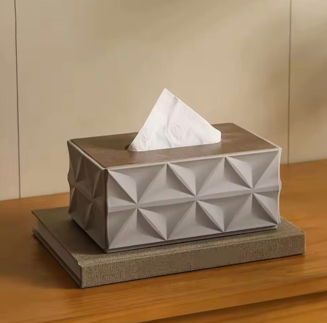 Luxury Geometric Tissue Box Holder, Portable Thickened Napkins Holder, Desktop Napkins Organizer
