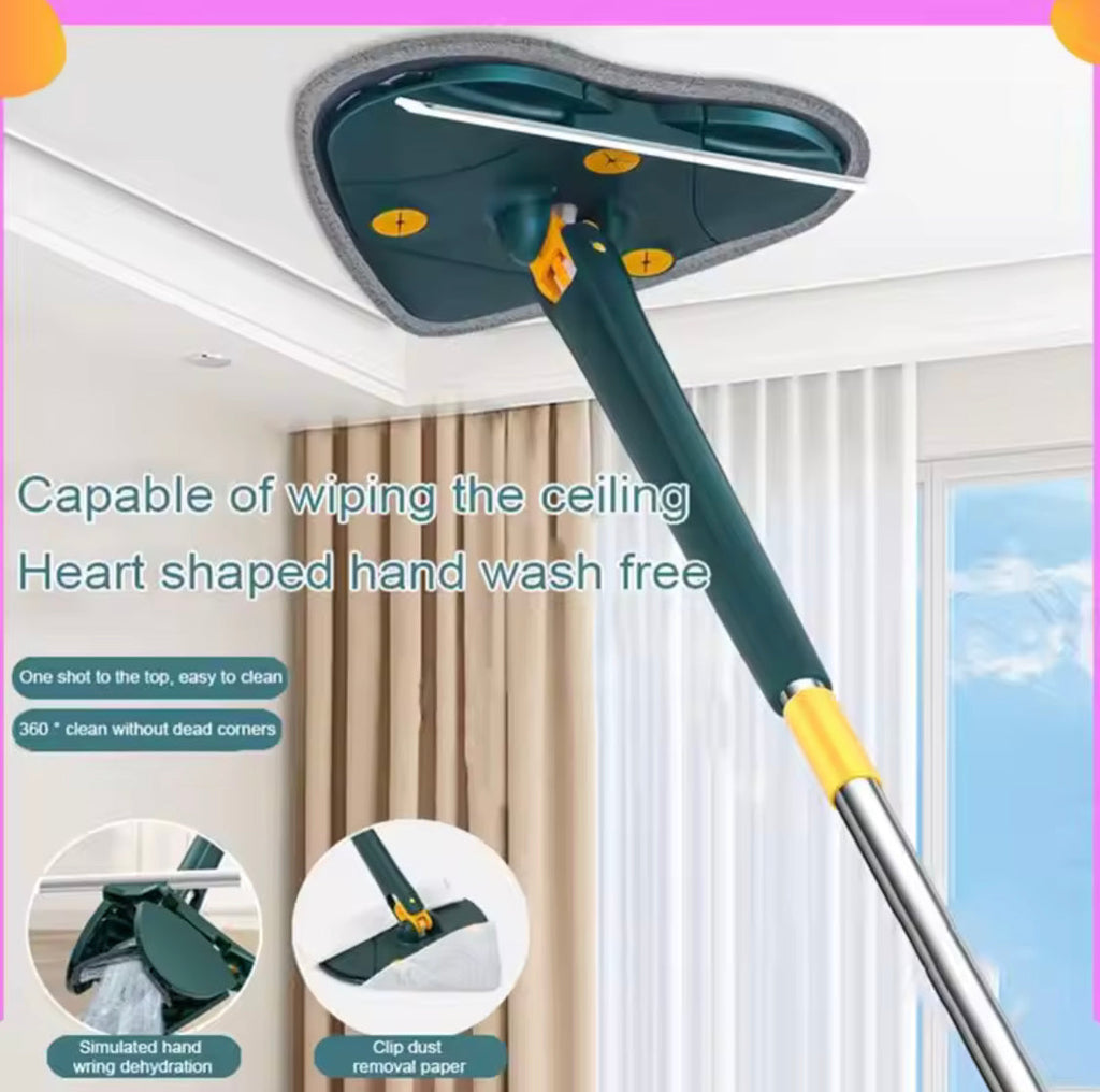 Heart Shaped Twist Mop With Viper, Rotatable Cleaning Squeeze Mop, Adjustable Long Handle Mop
