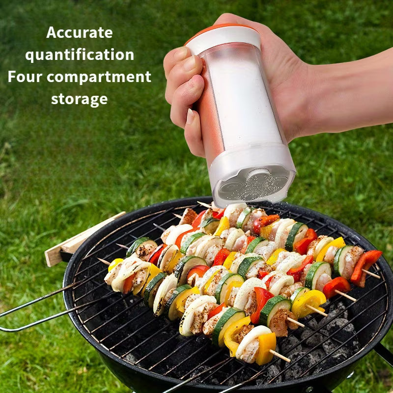4 In 1 Rotating Spice Dispenser, Plastic Seasoning Container With Compartments, Portable Spice Container For Kitchen