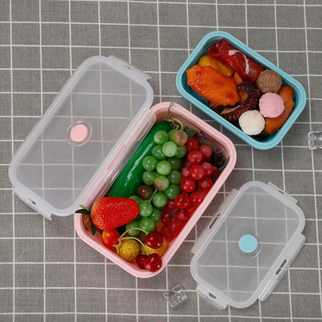 Silicone Foldable Food Container With Lid, Microwave Friendly Silicone Food Container, Silicone Folding Bento Lunch Box