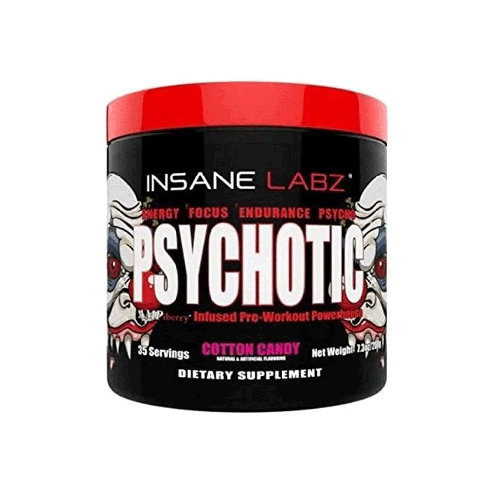 Insane Labz Psychotic Pre-Workout Cotton Candy Supplement 212g 35 Servings