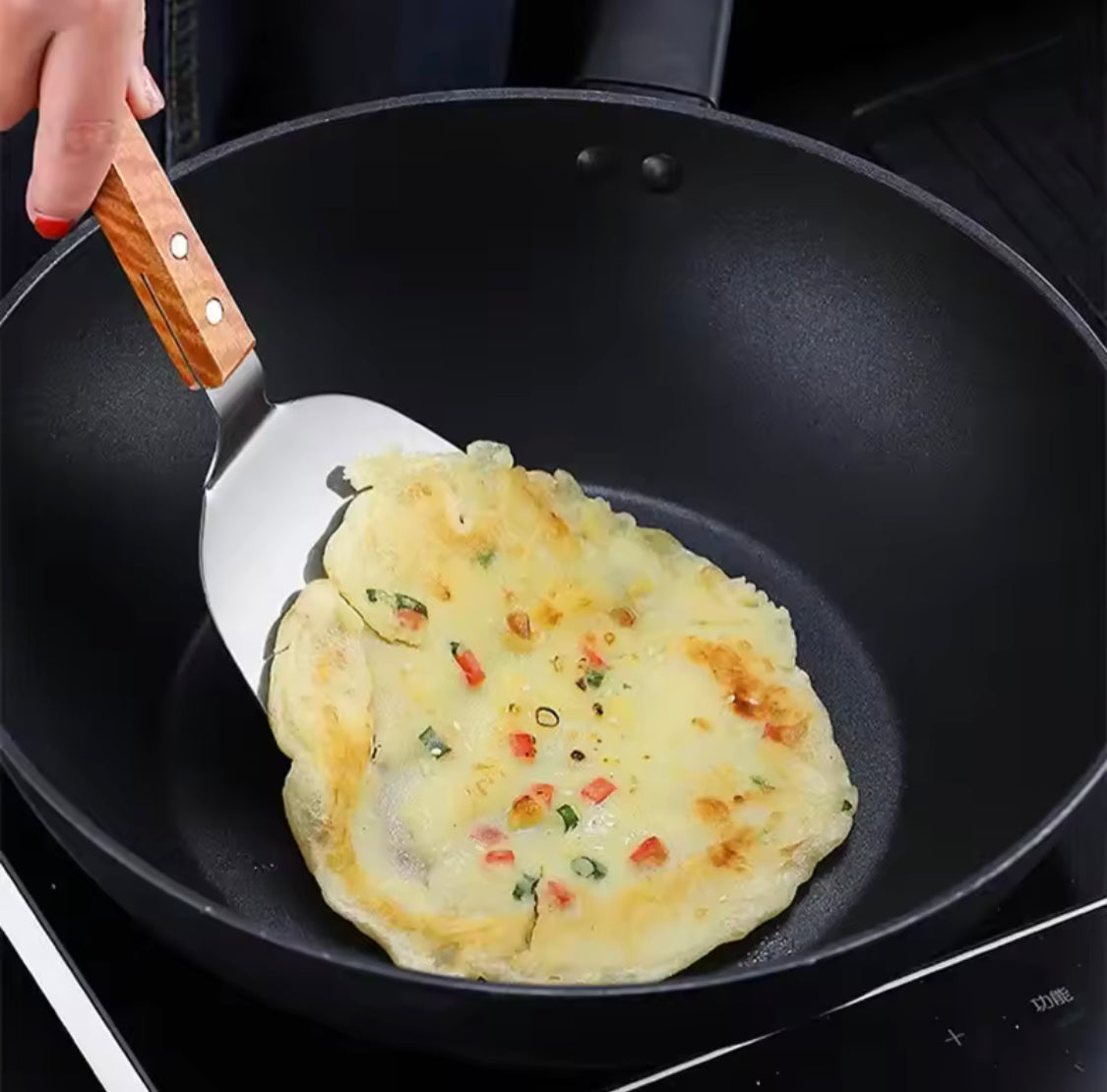 Stainless Steel Cooking Shovel, Non Slip Cooking Shovel, Cookware Spatula With Wooden Handle