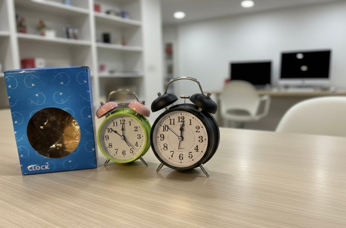 Mini Retro Twin Bell Alarm Clock, 
Metal Twin Bell Alarm Clock, Analog Quartz Display Clock, Easy Operate Bedside Analog Small Desk Clock