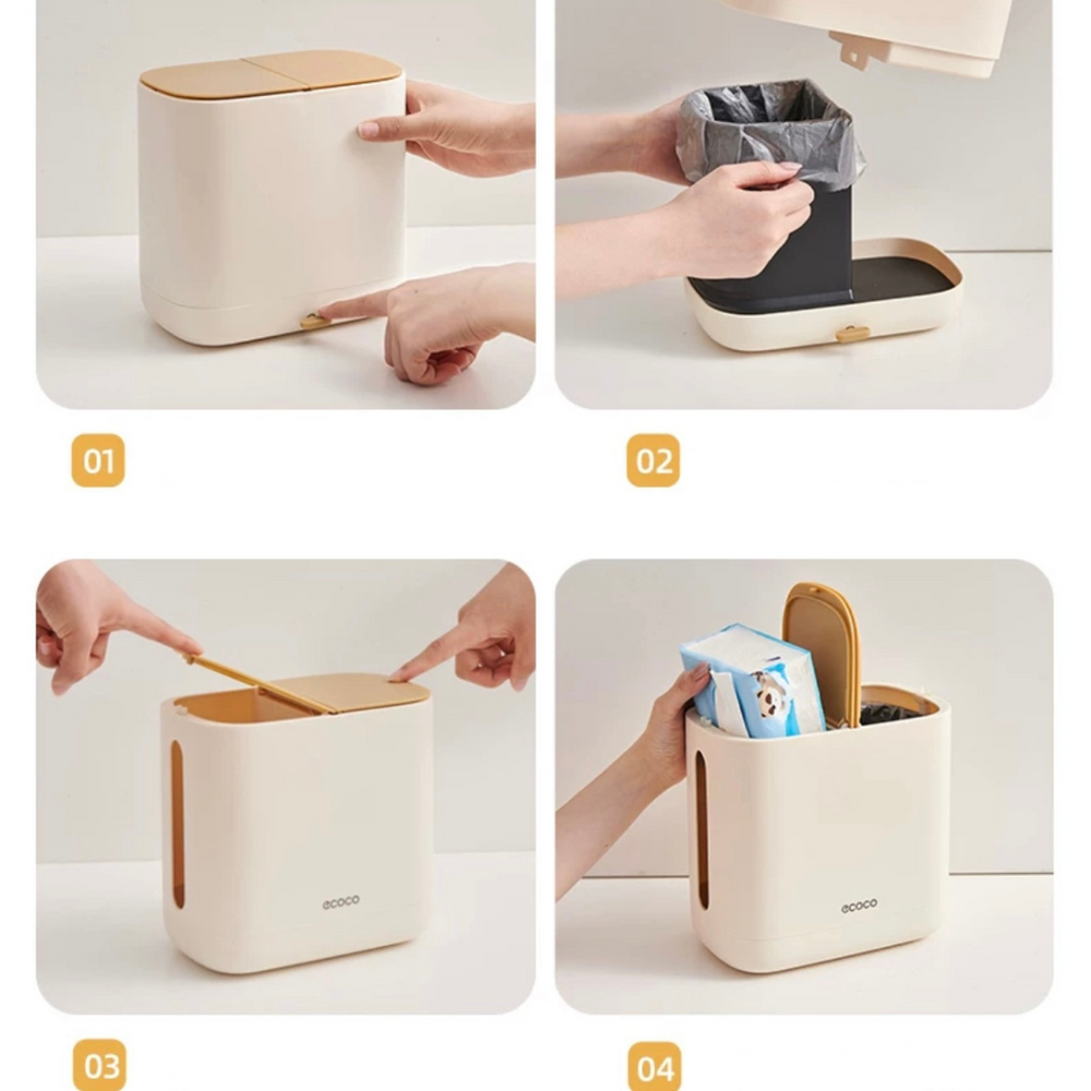 2 In 1 Tissue Box With Trash Can Holder, Home Living Room Tissue Box, Desktop Tissue Box