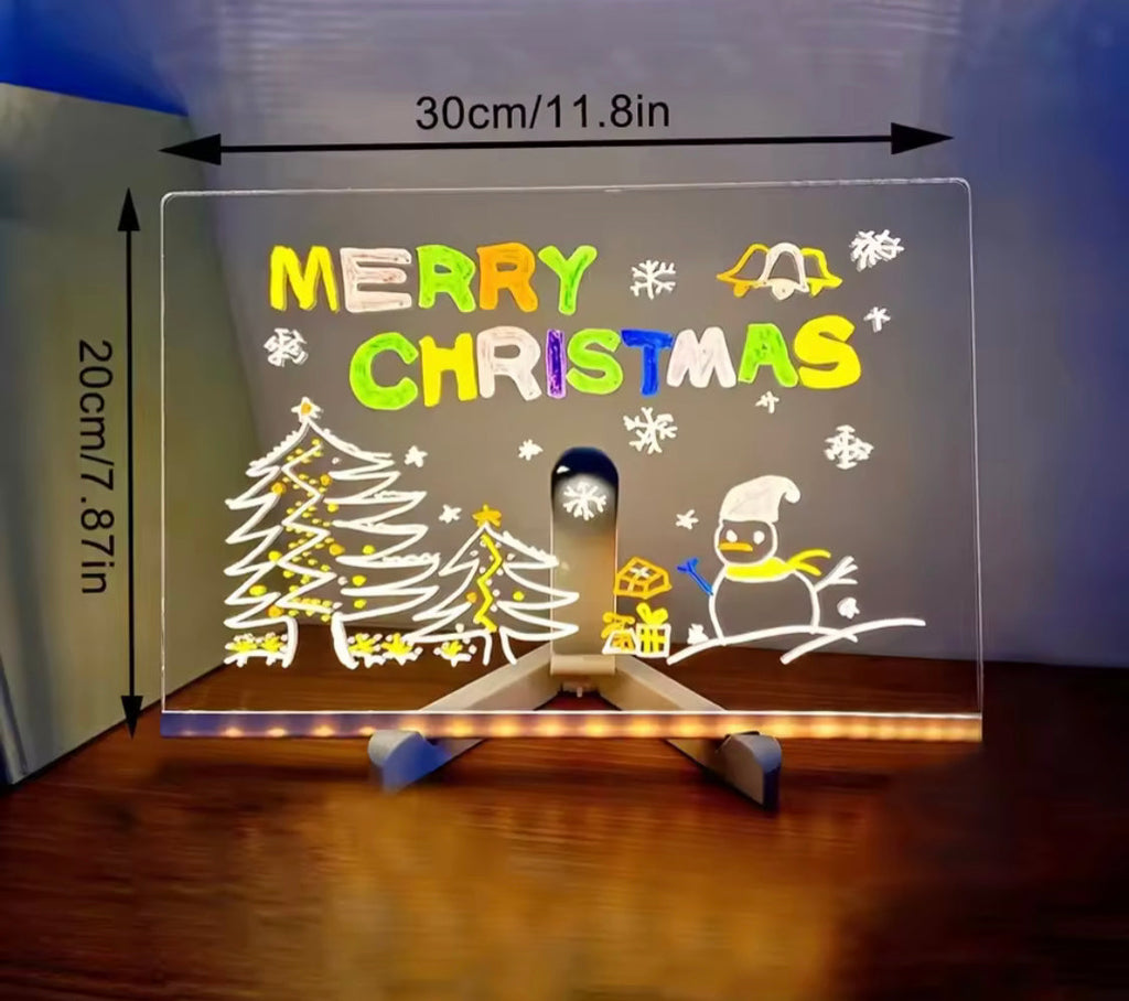 LED Note Board With Night Light, Acrylic Note Board Lamp, LED Eraseable Drawing Board