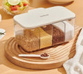 4 In 1 Multi Compartment Seasoning Organizer, Nordic 4 Grid Spice Jar, Multi Grid Salt Seasoning Spice Container, Household Kitchen Condiment Jar