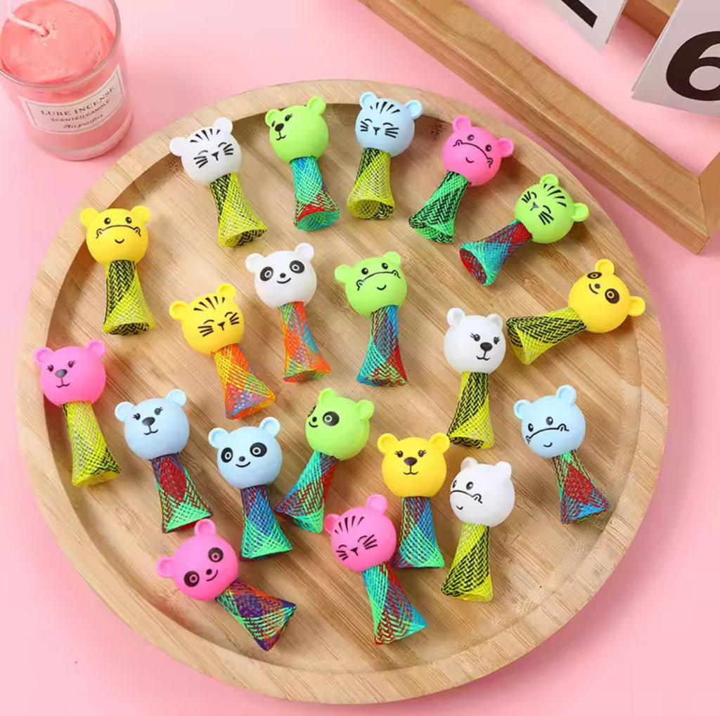 5pcs Kids Spring Bouncing Launcher Toy, Cute Jumping Doll Spring Toy, Creative Cartoon Jumping Spring Toy