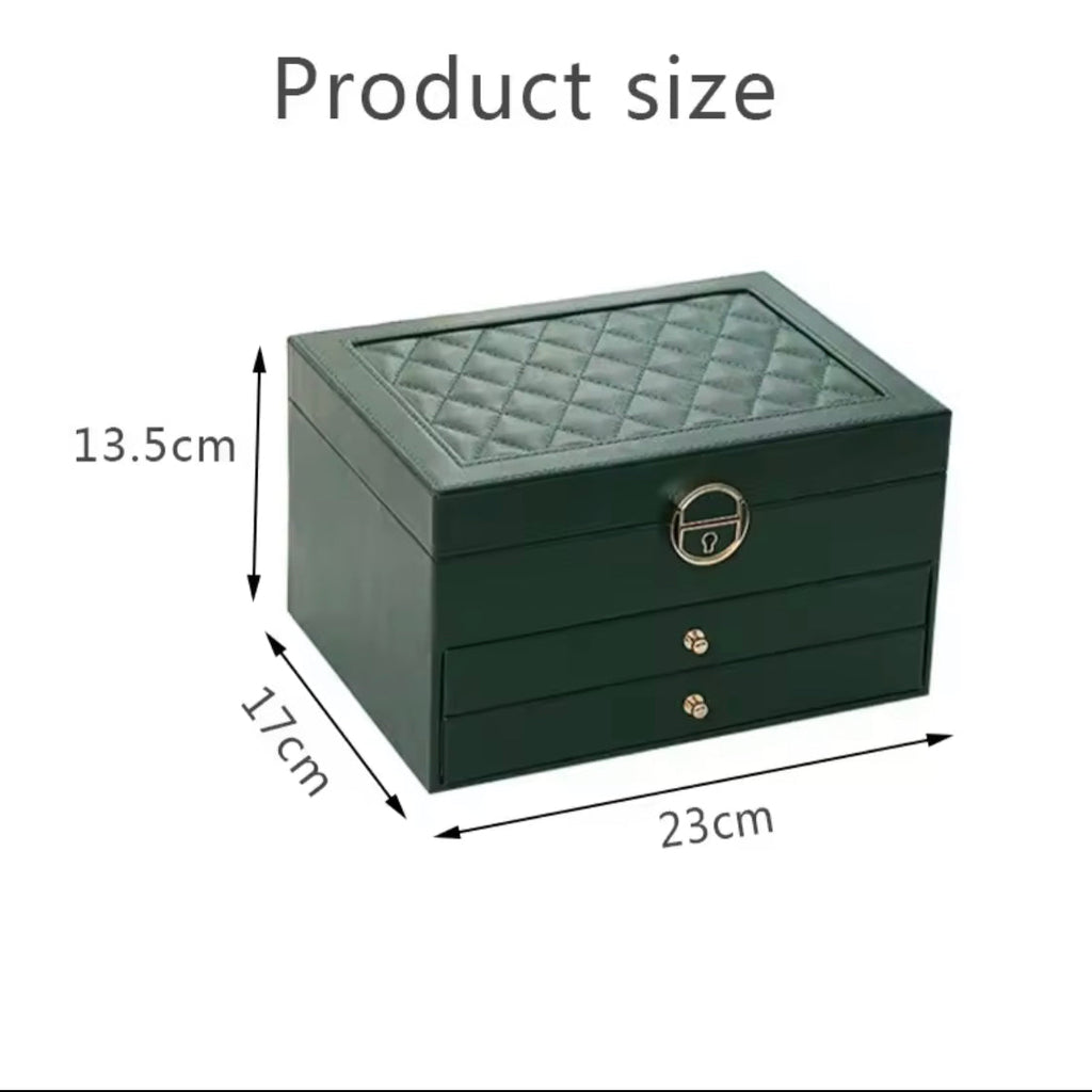 Retro Design Three Layer Jewelry Box, Multilayer Leather Earrings Organizer, Modern Style Jewelry Organizer
