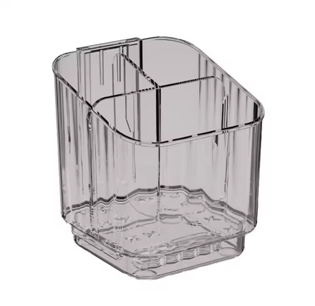 3 Slots Toothbrush Holder With Drain Tray, Removable Divider Wall Mounted Bathroom Organizer, Multifunctional Bathroom Storage Holder, Space Saving Bathroom Accessories