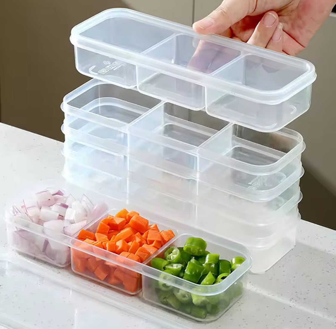 3 Compartments Meal Box With Lid, Rectangular Multi Grid Refrigerator Box, Transparent Plastic Sealing Box