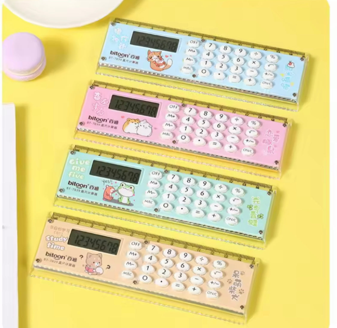 2 In 1 Eight Digits Calculator With Scale, Cute Cartoon Calculator, LCD Display Calculator