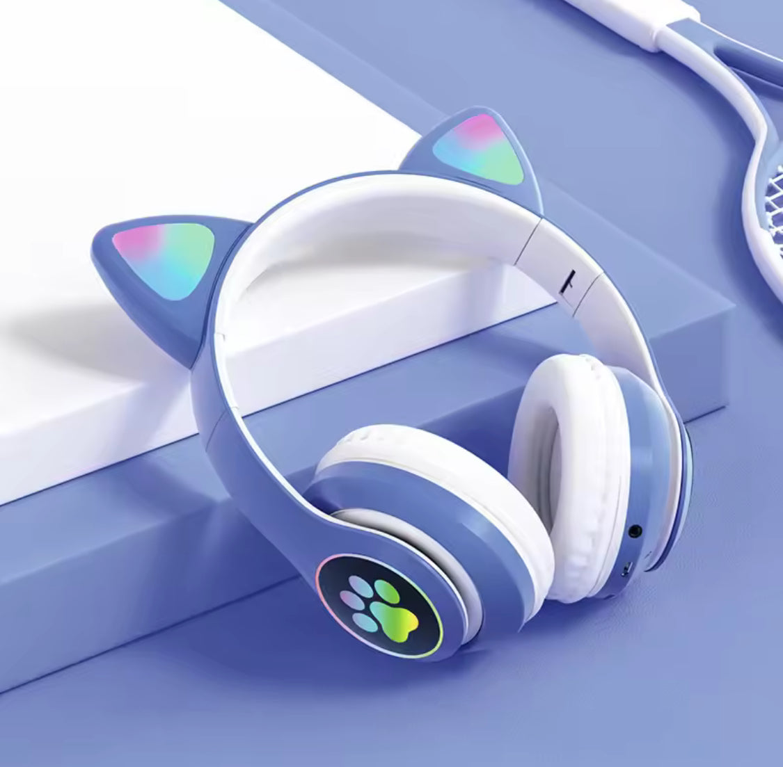 LED Cute Cat Ears Headphones, RGB Wireless Headphones, Sports Gaming Headset
