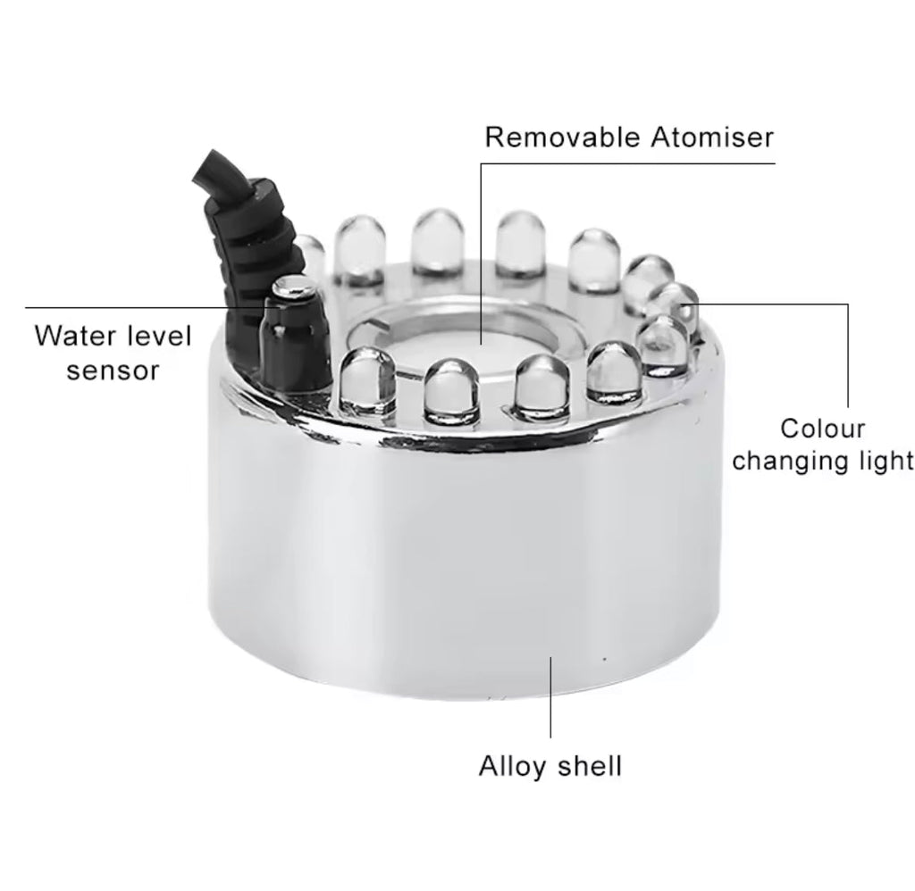 Ultrasonic Mist Maker Air Humidifier, Electric Fountain Pool Atomizer Humidifier, Color Changing Ultrasonic Mist Maker