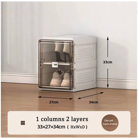 2 Layer Foldable Shoe Cabinet, Transparent Foldable Shoe Rack, Portable Shoe Cabinet With Door, Plastic Corner Shoe Rack