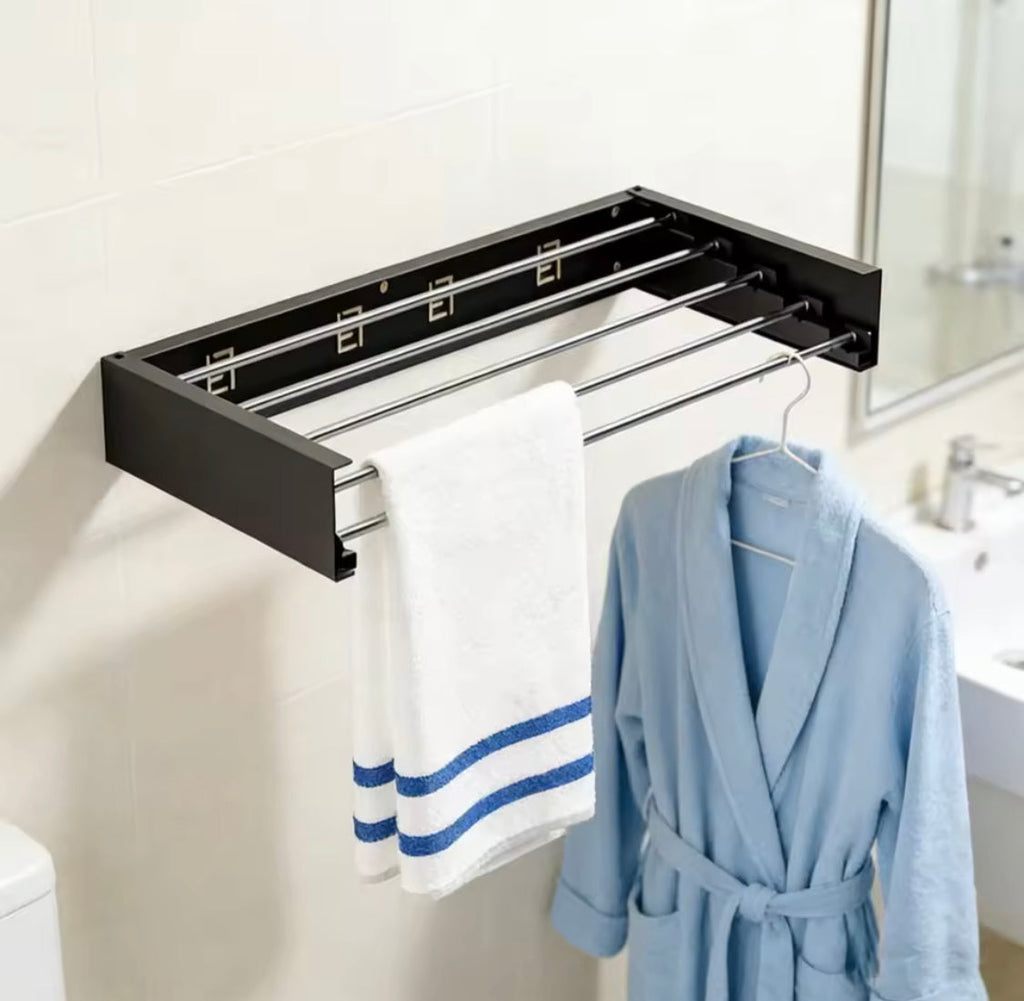 Wall Mounted Foldable Clothes Rack, Clothes Drying Hanger, Heavy Duty Clothesline Pole Hanger, Foldable Towel Holder, Wardrobe Organizer