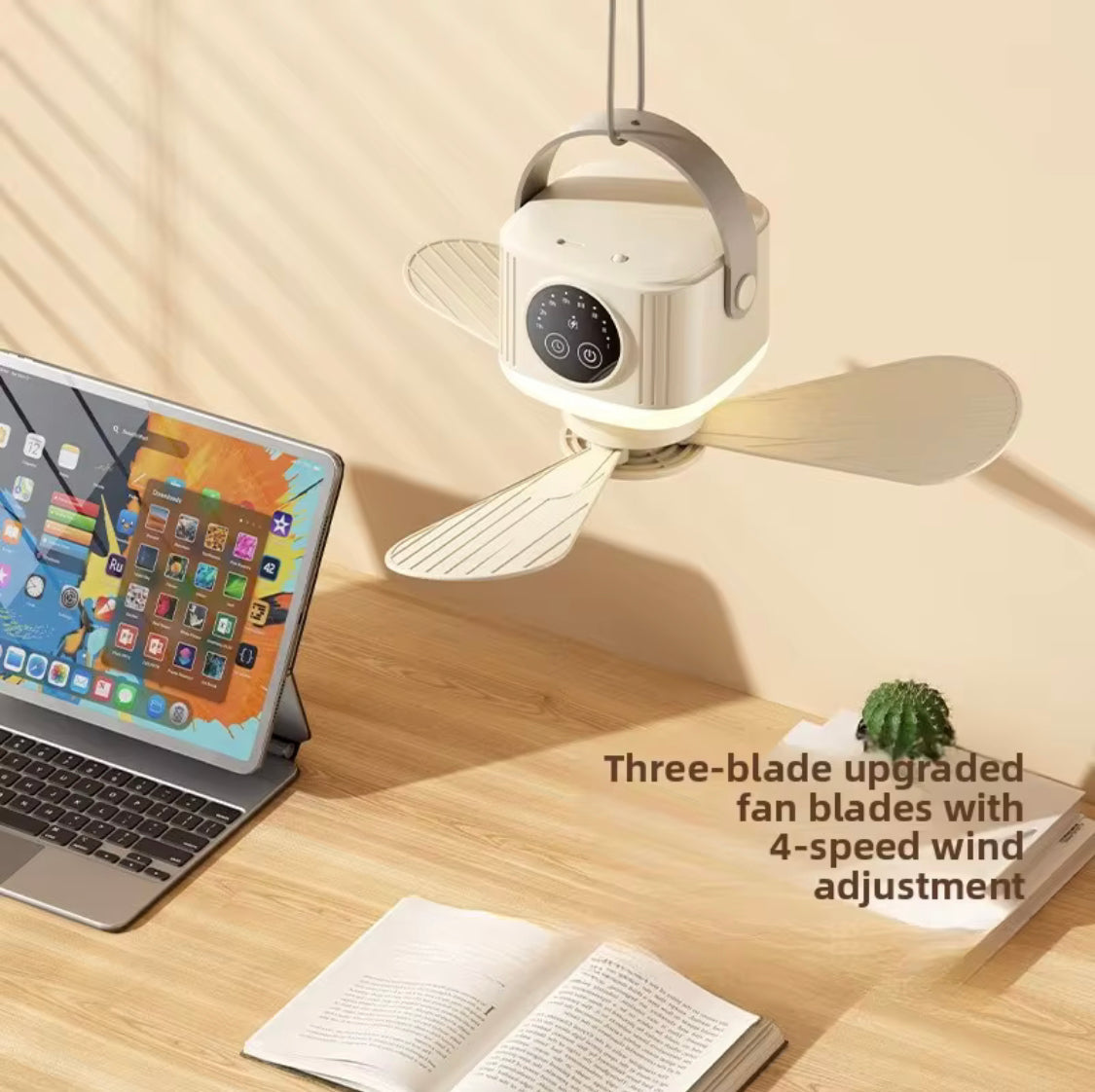 Rechargeable Wireless Ceiling Fan, Portable Hanging Ceiling Fan, Travel Outdoor Camping Fan, Small Portable USB Ceiling Fan