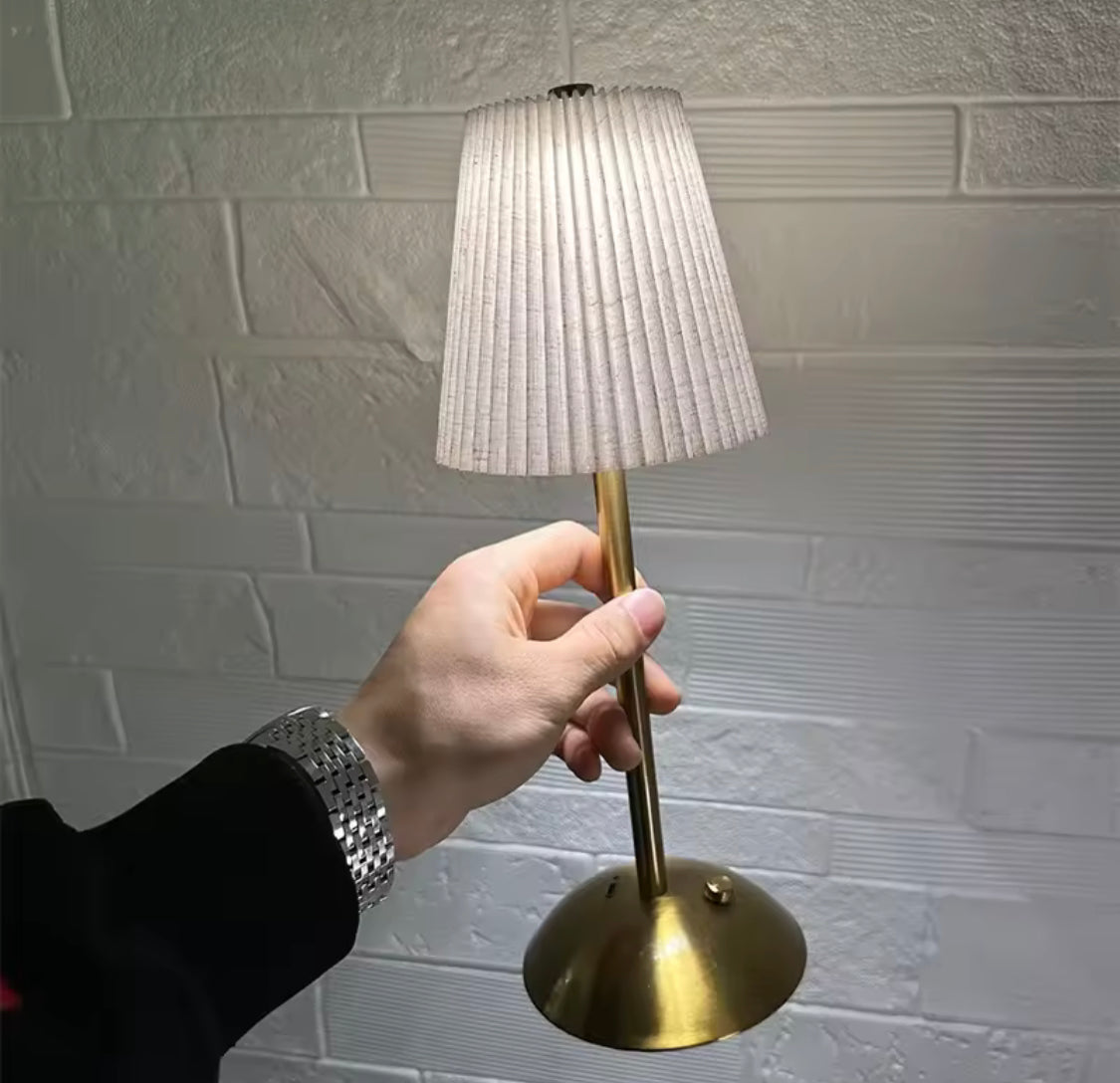 Nordic Decorative Lamp With Metal Base, 3 Colors Dimmable Shaded Night Lamp, Cordless Desk Lamp, Soft Light For Living Room Bedroom