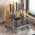 Wall Mounted Cutlery Organizer, Cutlery Organizer With Drain Shelf, Metal Drain Storage Rack
