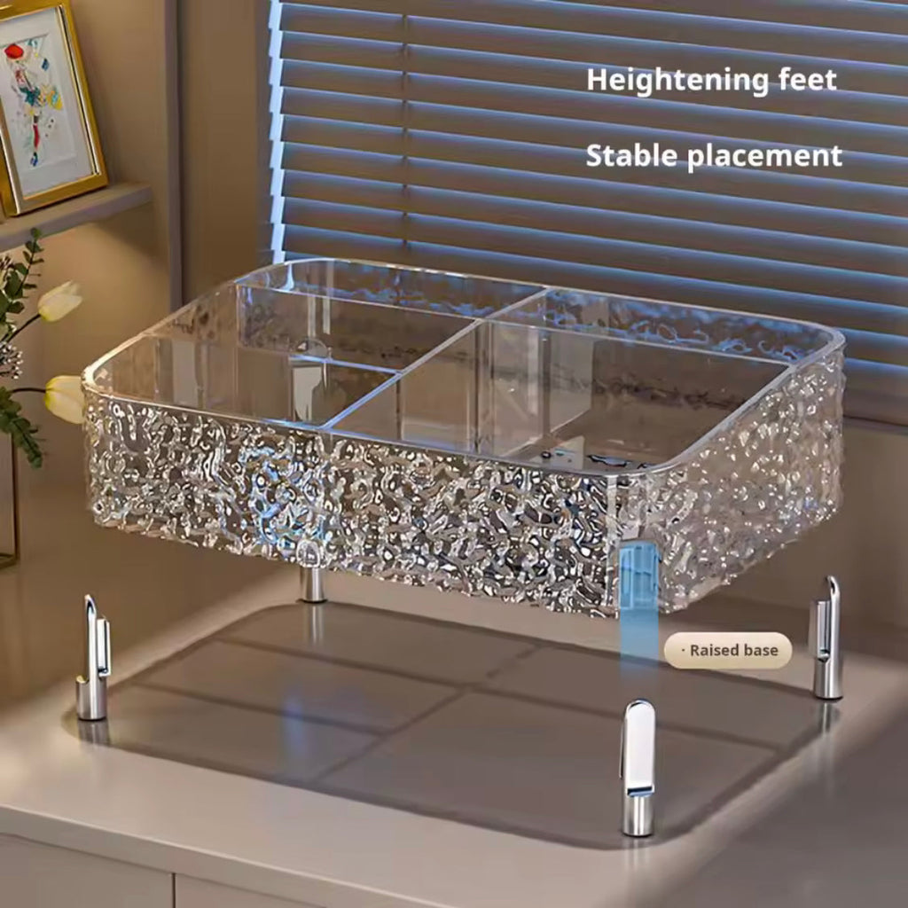 Elegant Crystal Vanity Tray, Acrylic Cosmetic Organizer, Crystal Counter Makeup Tray, Dressing Table Makeup Organizer