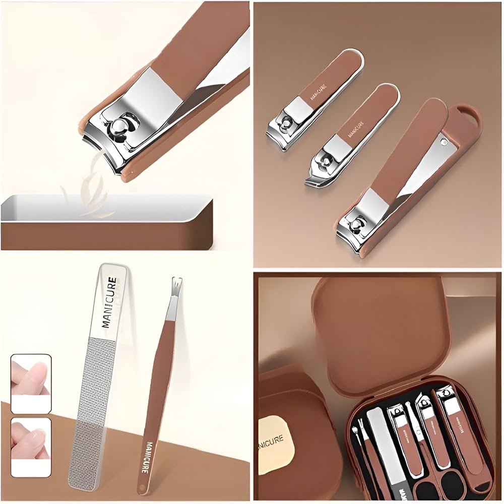 7pcs Anti Splash Nail Clipper, Professional Manicure And Pedicure Kit, Nail Clippers Protection Tool, Nail Care Grooming Kit