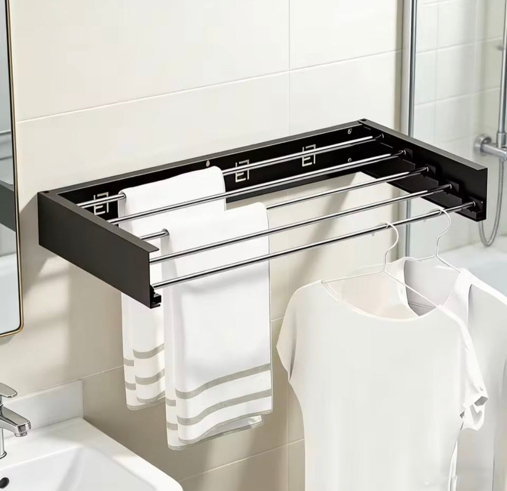 Wall Mounted Foldable Clothes Rack, Clothes Drying Hanger, Heavy Duty Clothesline Pole Hanger, Foldable Towel Holder, Wardrobe Organizer