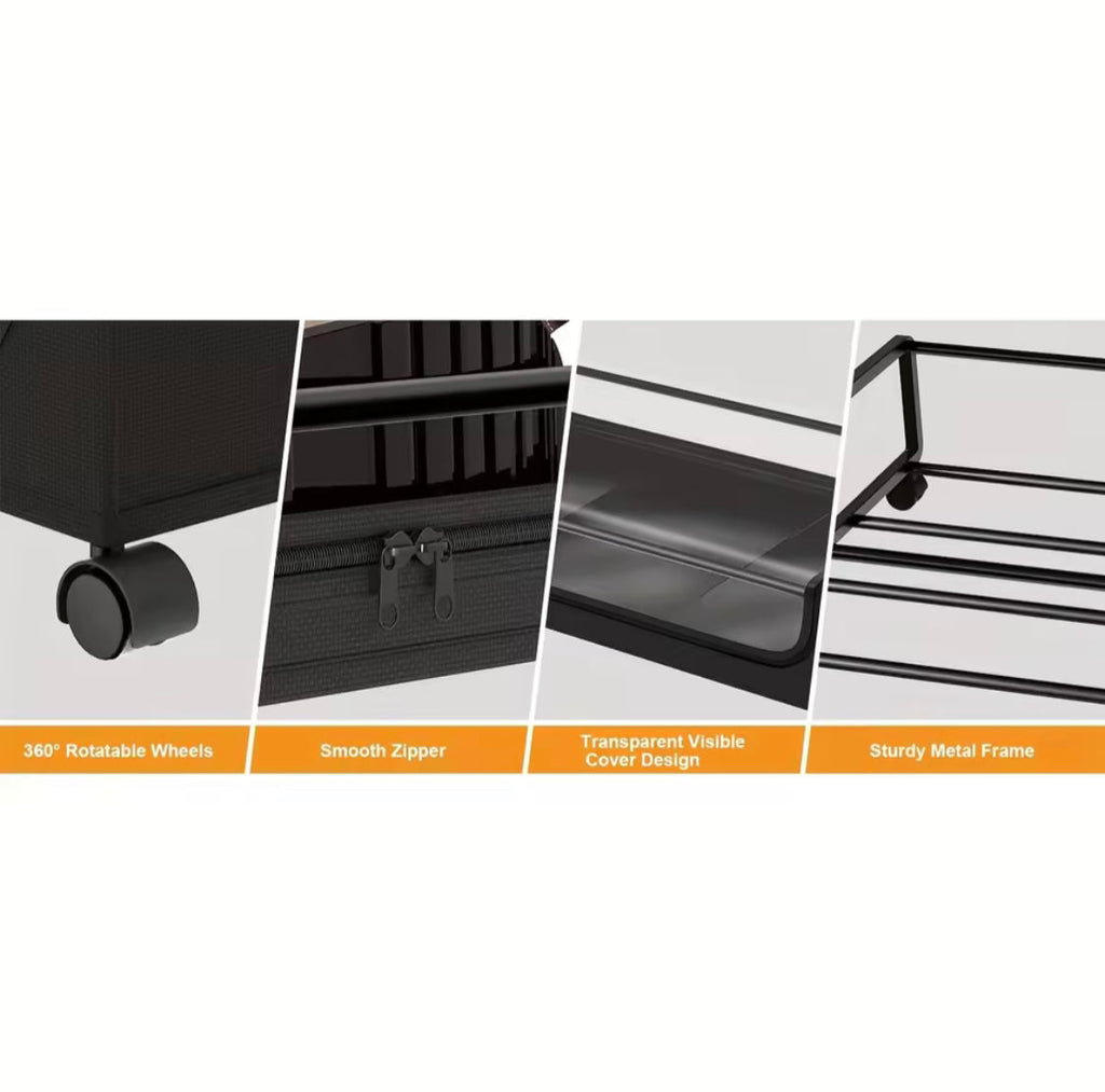 Under Bed Storage Organizer, Wheels Rotating Under Bed Clothes Organizer, Shoe Organizer With Wheels, Space Saving Under Bed Storage Organizer