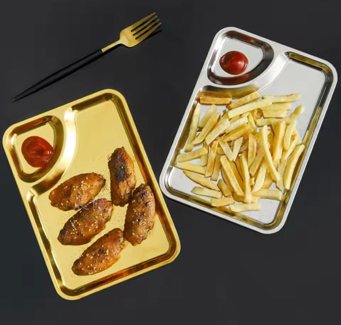 Multifunctional Dumpling Chips Plate, Stainless Steel Food Serving Tray, Dumpling Plate Appetizer, Snack Dish Serving Plate, French Fries Dish