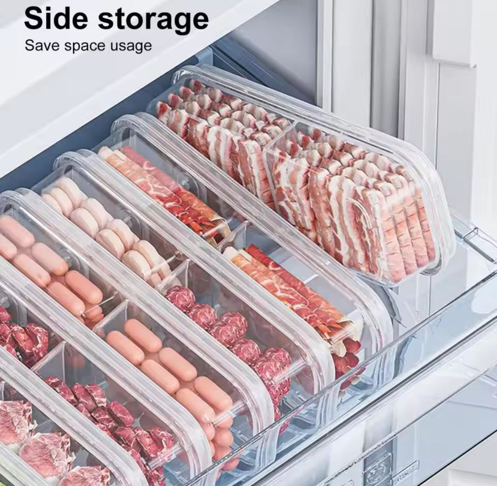 3 Compartments Meal Box With Lid, Rectangular Multi Grid Refrigerator Box, Transparent Plastic Sealing Box