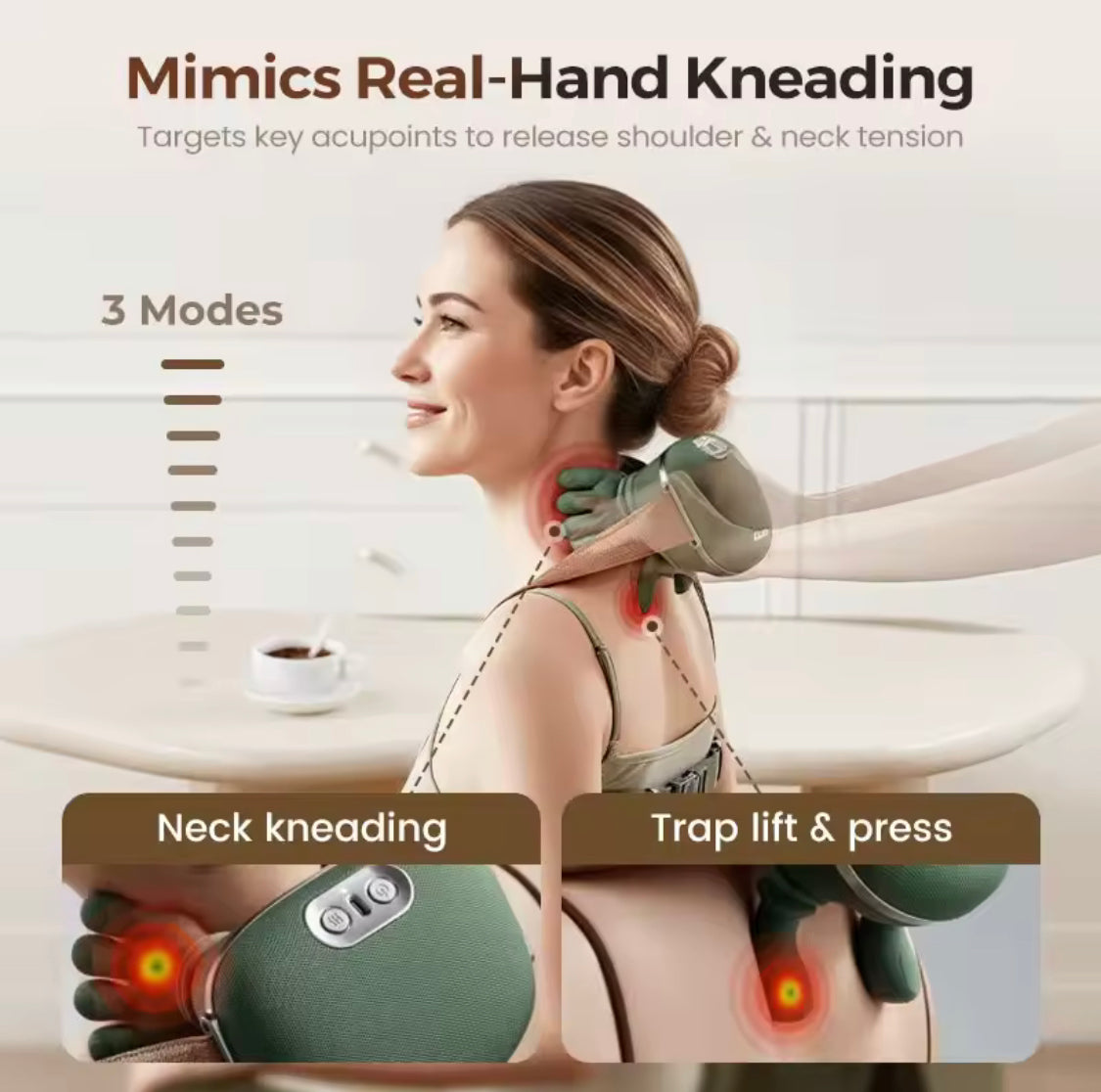 Heated Pillow Neck And Back Massager, Bionic Neck Shoulder Massager, Electric Kneading Muscles Massager