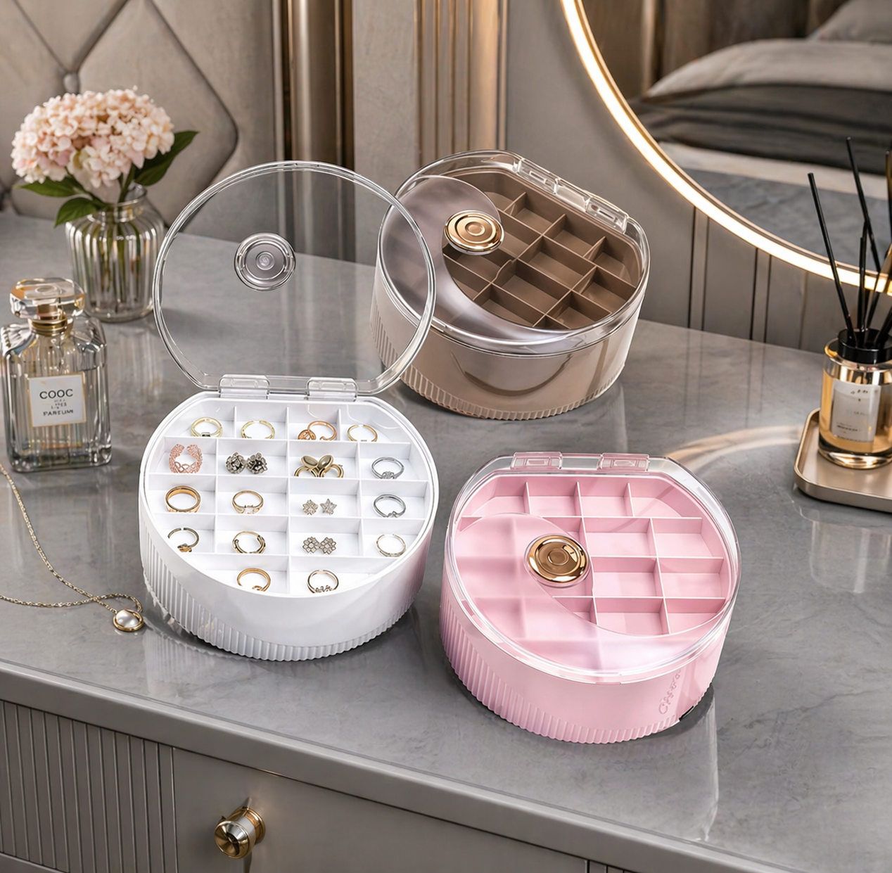 Elegant Multilayer Earrings Storage Box, Dust Proof Multiple Compartments Jewelry Box, Jewelry Box Organizer For Dressing Table