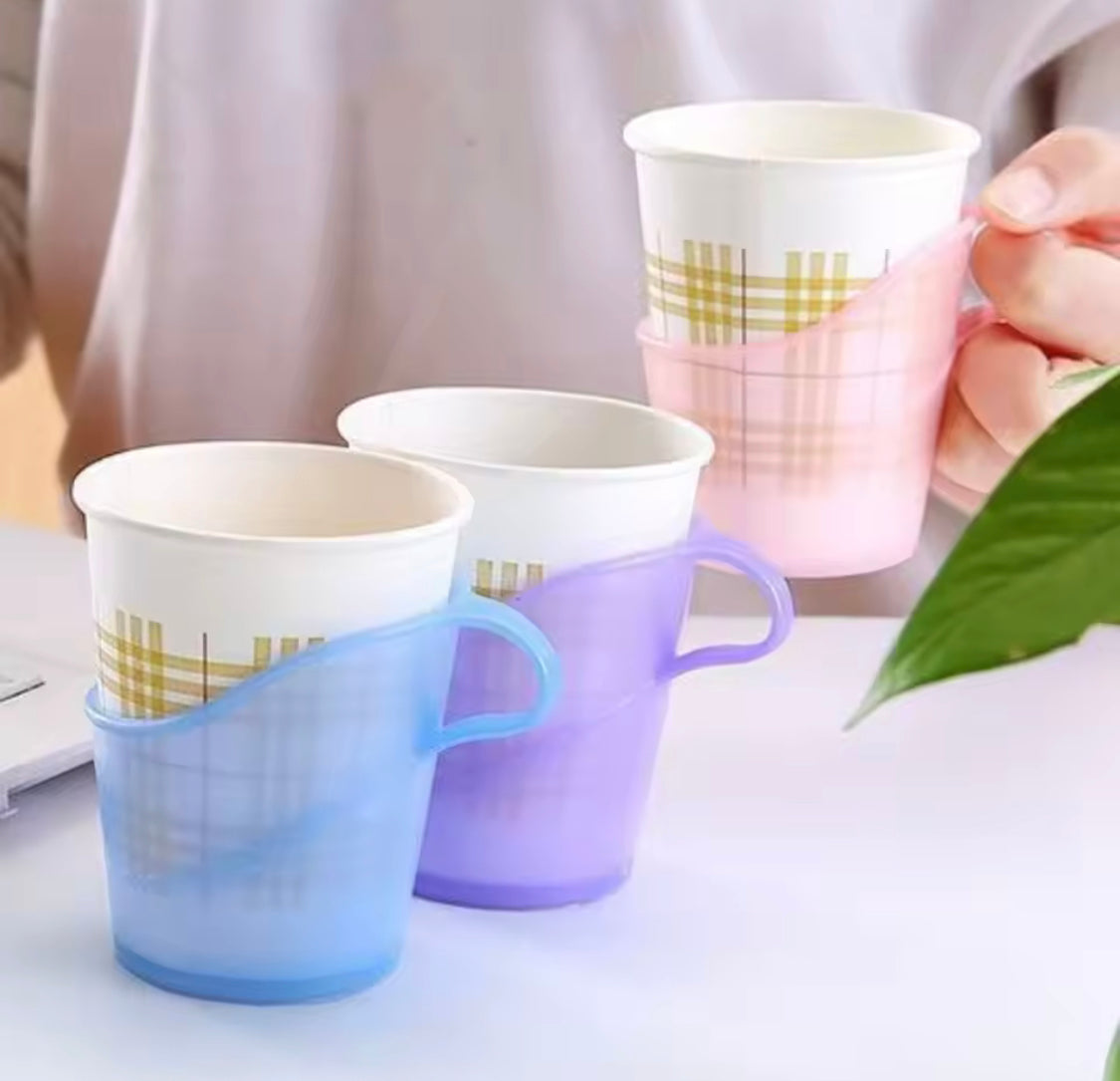Set Of 6 Disposable Paper Cup Holder, Anti Scald Coffee Mug Holder, Heat Resistant Translucent Tea Cup Sleeve, Plastic Paper Cup Stand