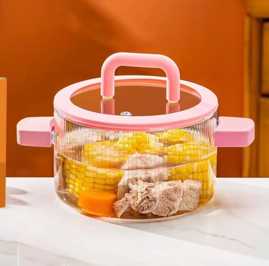 Cooking Glass Pot With Silicone Handle, Heat Resistant Glass Cooking Pot, Glass Sauce Pot With Lid