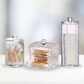 Set of 3 Acrylic Cotton Bud Holder, Set of 3 Cotton Swab Dispenser, Bathroom Vanity Cotton Pads Holder