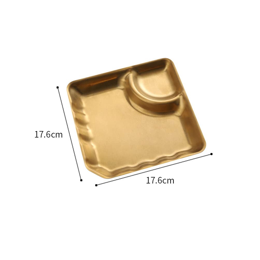 Stainless Steel Dumpling Plate With Dipping Saucer, Two Compartment Serving Platters, , Kitchen Gadgets