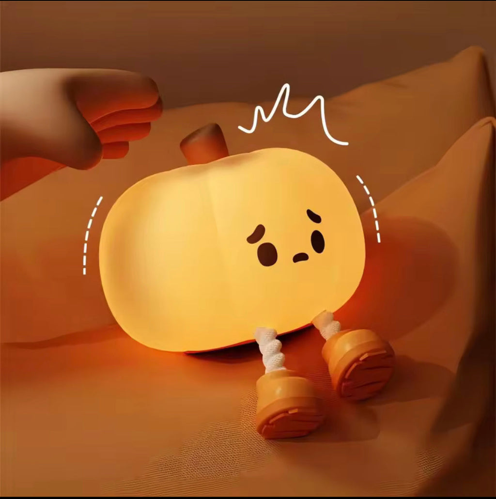 Halloween Pumpkin Night Light Lamp, Cute Pumpkin LED Lamp, Rechargeable Silicone Kids Pumpkin Lamp, Pumpkin Shaped Lamp For Decor