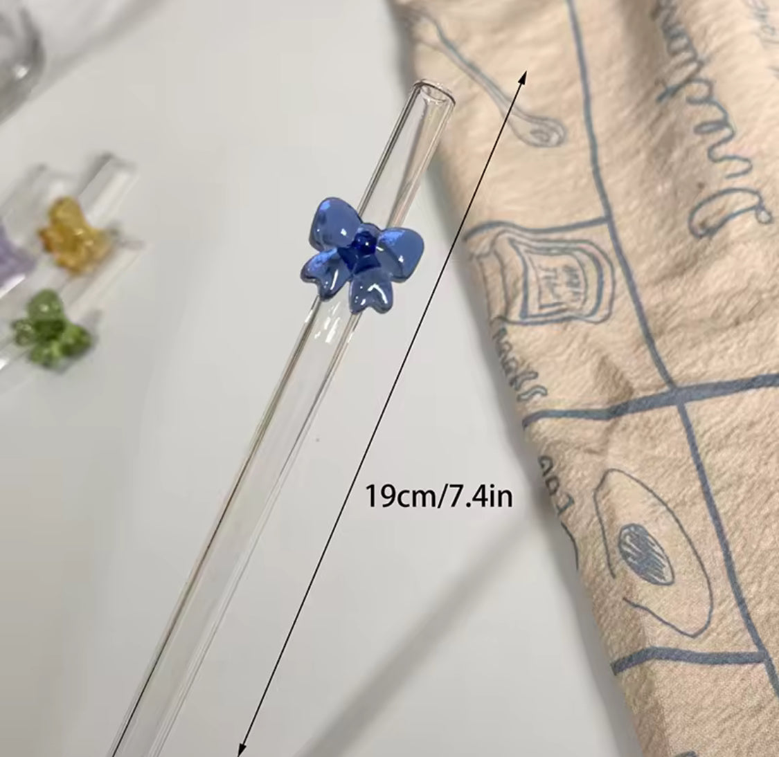 Set of 4 Cocktail Glass Straw, Heat Resistant Butterfly Straw, High Borosilicate Glass Straws Set