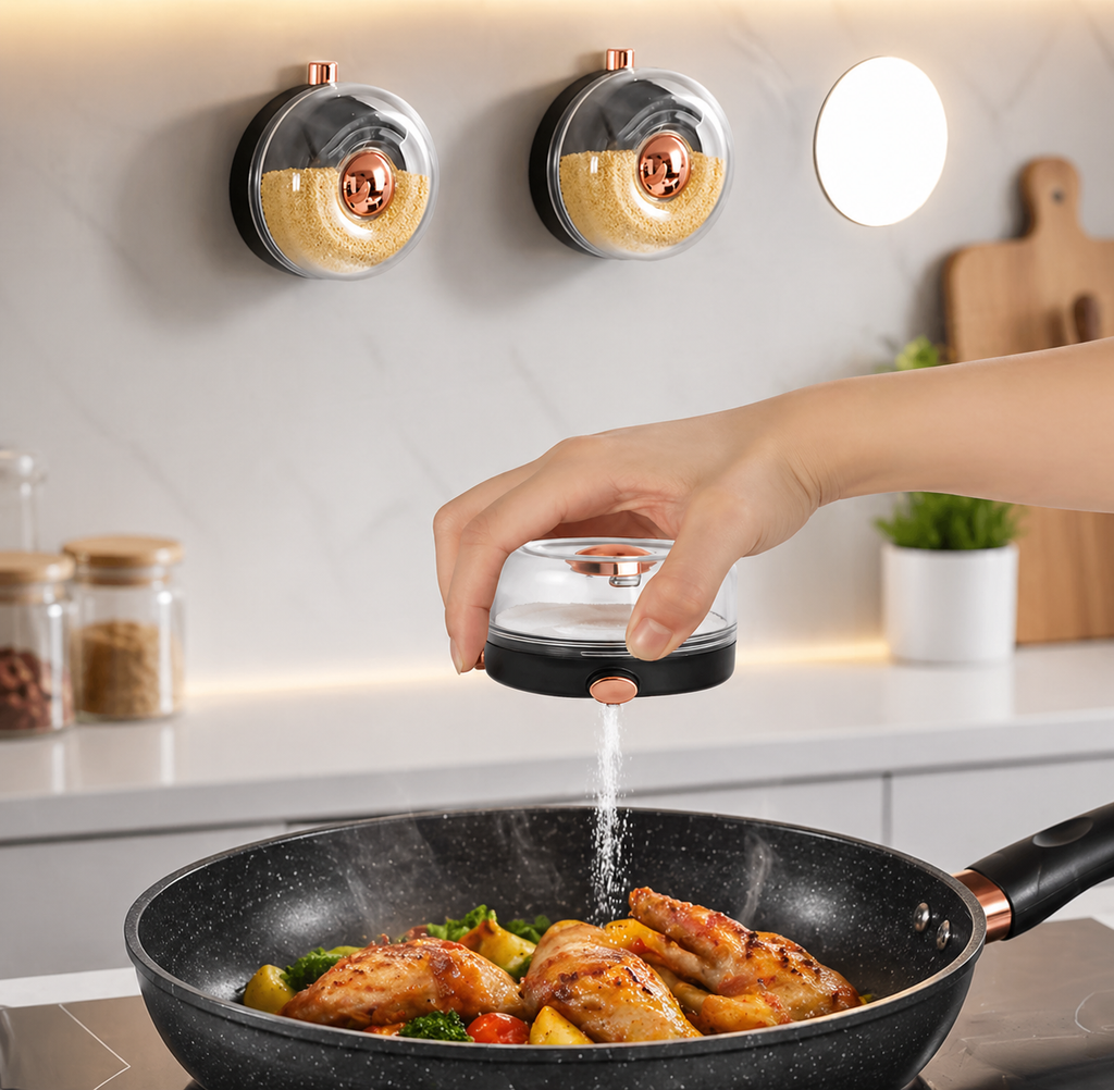 One Press Seasoning Dispenser, Easy Pour Salt Dispenser, Adjustable Sprinkle Spice Jar, One Touch Salt Shaker