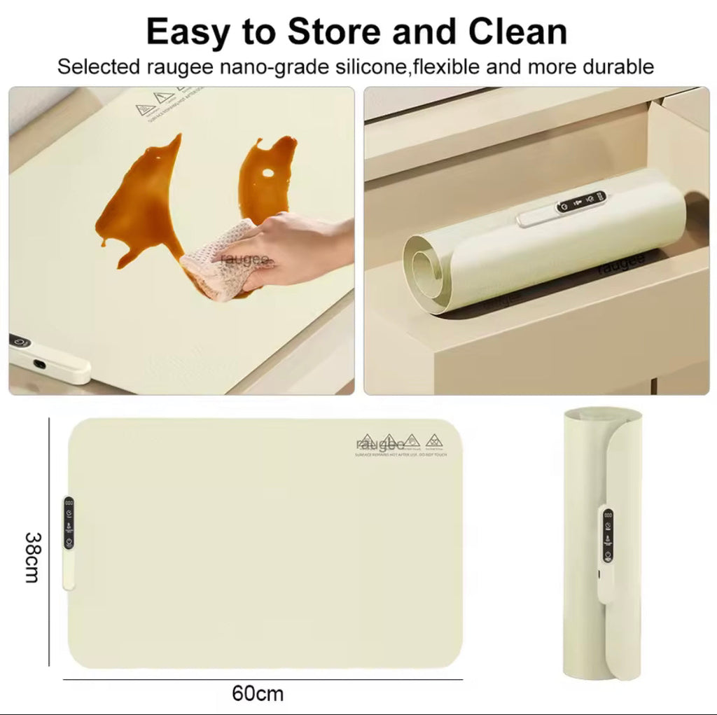 Electric Foldable Warming Tray, Leather Heated Food Board, Electric Food Warmer Plate, Portable Food Heating Mat