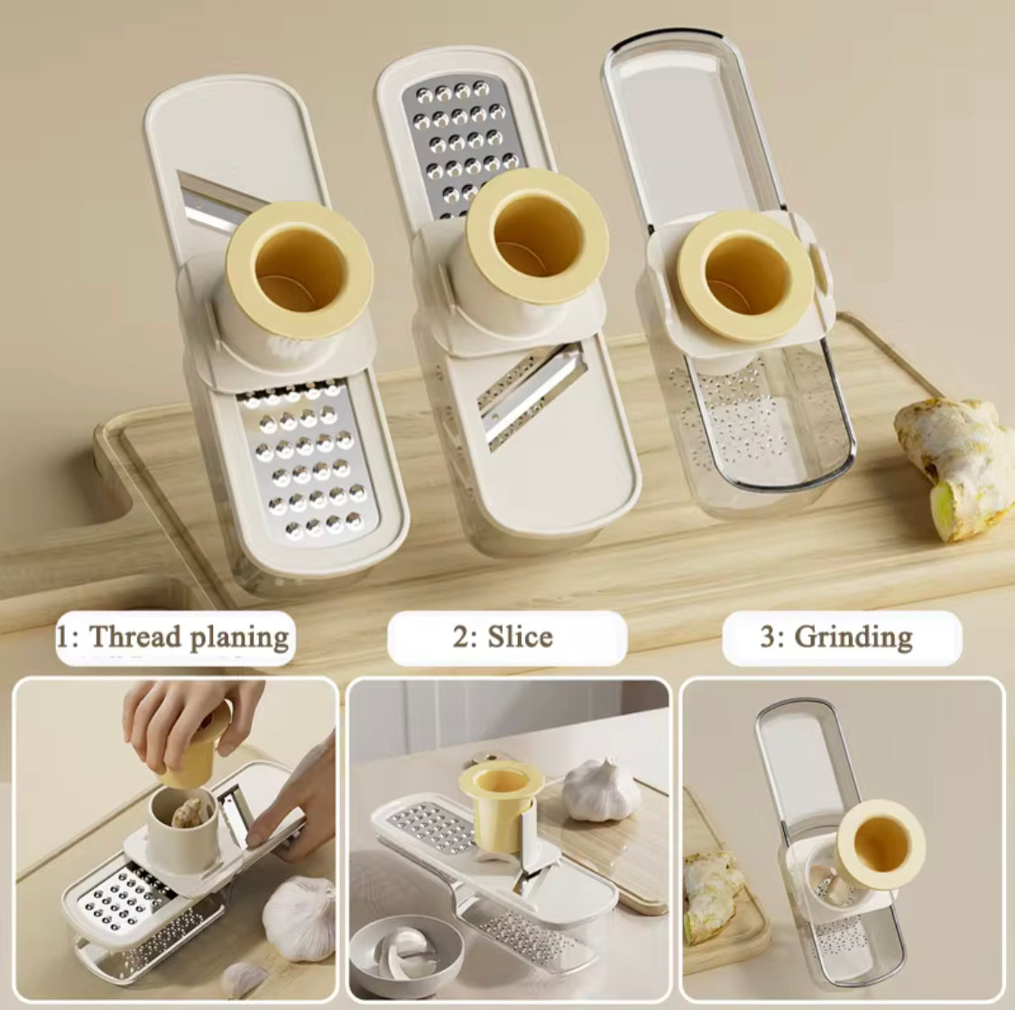 2 In 1 Multifunctional Hand Grator, Mini Food Garlic Grinder, Mini Garlic And Spices Chopper, Mini Food Processor Tool