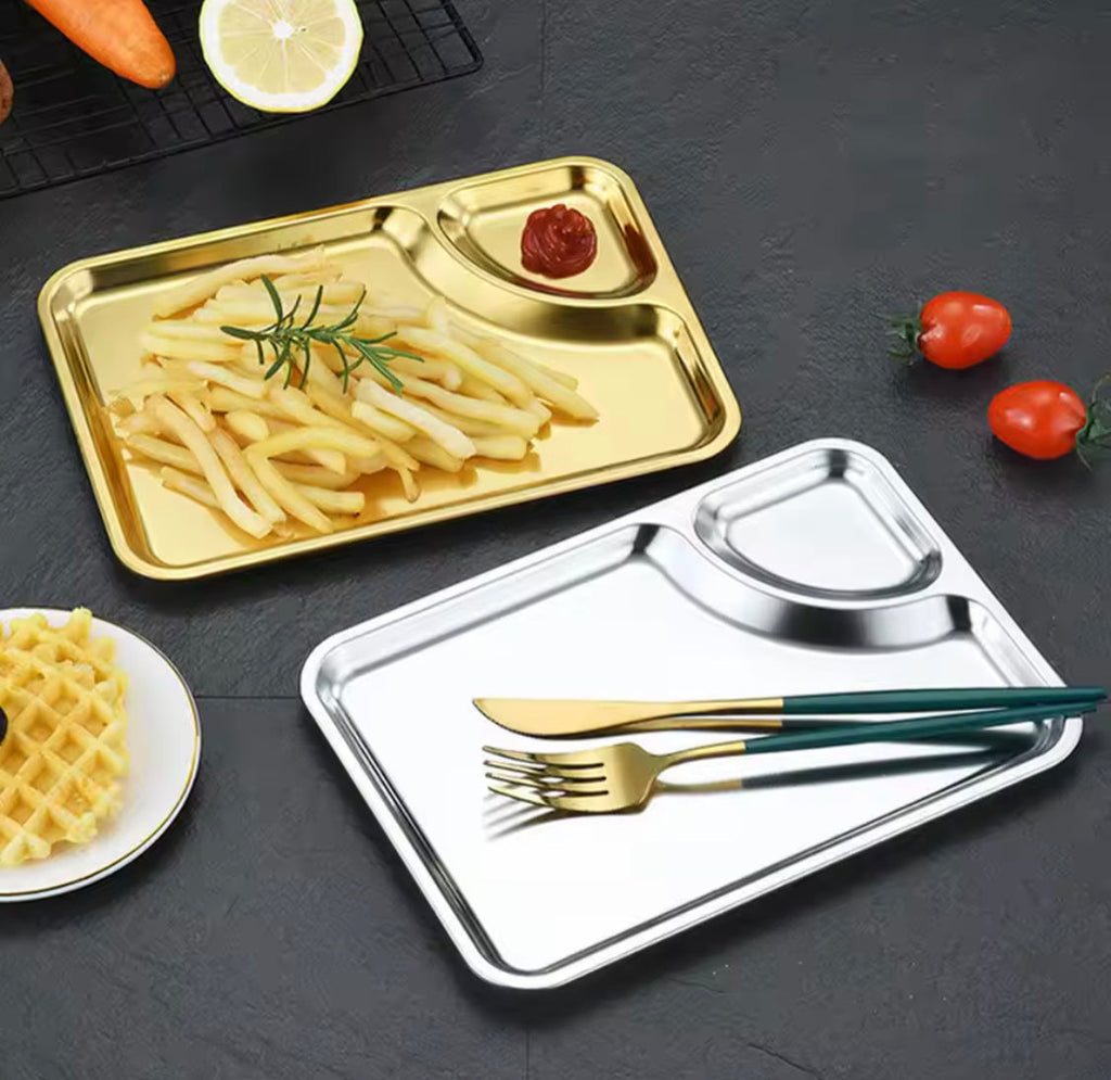 Multifunctional Dumpling Chips Plate, Stainless Steel Food Serving Tray, Dumpling Plate Appetizer, Snack Dish Serving Plate, French Fries Dish