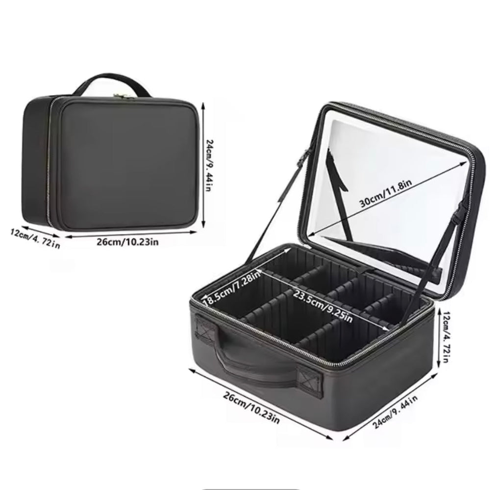Vanity Organizer With LED Mirror, Smart LED Cosmetic Organizer, Adjustable Makeup Organizer, Travel Makeup LED Organizer