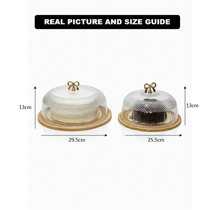 Cake Dish With Acrylic Cover, Luxury Acrylic Cake Dome, Bamboo Base With Acrylic Lid, Fancy Cake Dish With Acrylic Lid