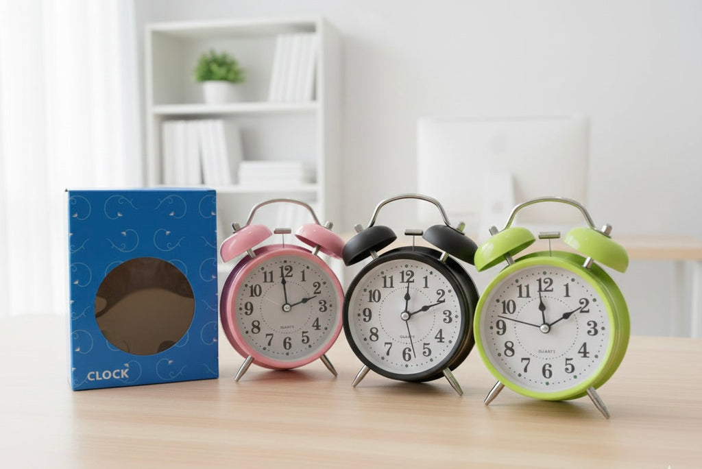 Mini Retro Twin Bell Alarm Clock, 
Metal Twin Bell Alarm Clock, Analog Quartz Display Clock, Easy Operate Bedside Analog Small Desk Clock