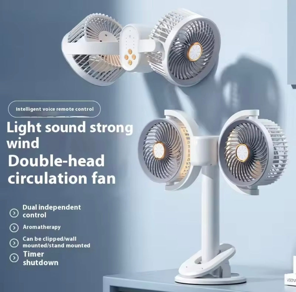 Dual Head Cooling Fan, Adjustable Desktop USB Fan, Double Head Wall Mounted Cooling Fan, Portable Office Desk Fan