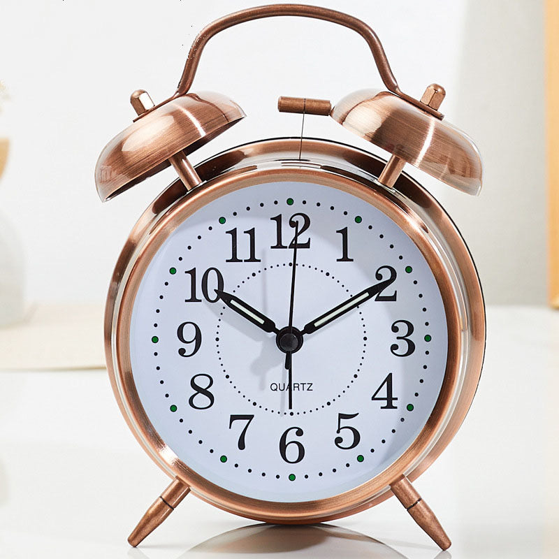 Retro Alarm Clock, Double Tell No Ticking Retro Kids Alarm Clock, Dual Bell Analog Lamp