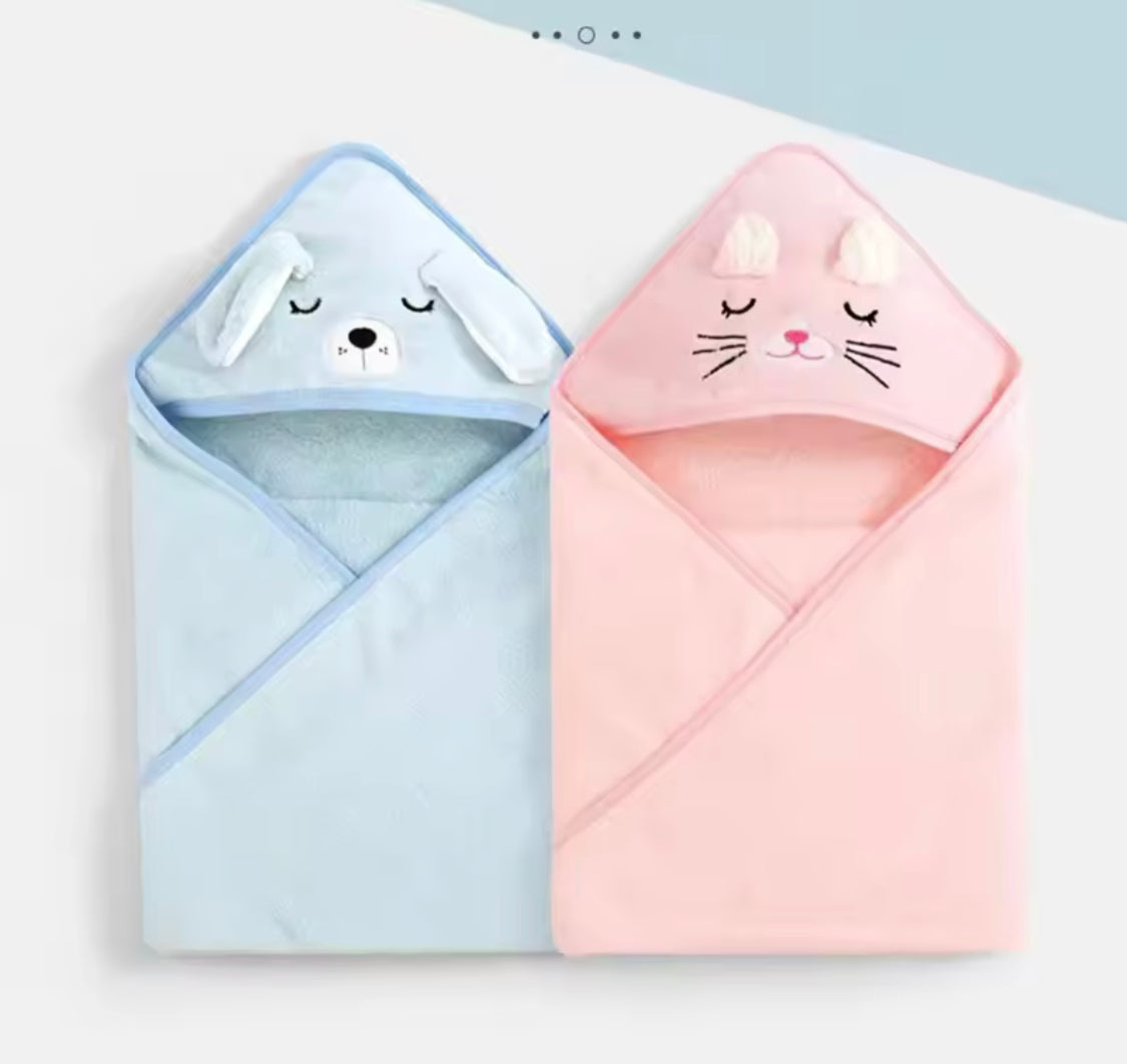 Cartoon Baby Bath Towel, Baby Cartoon Bathrobe, Baby Swaddling Blanket With Quilt