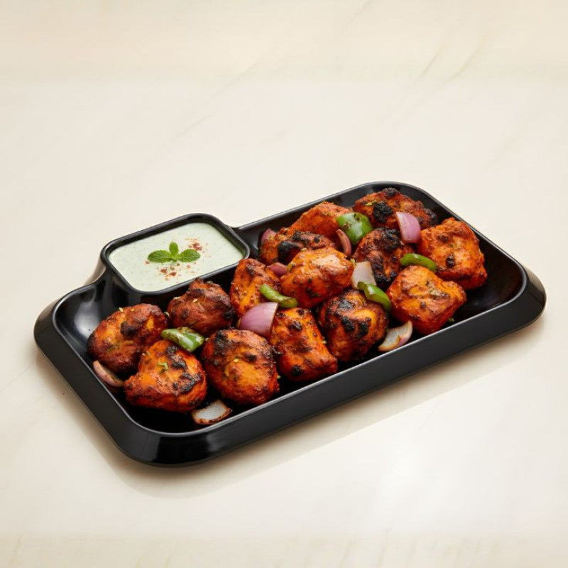 Rectangular Serving Tray 
With Dip Section, BBQ Serving Plate, Kitchen Serving Tray